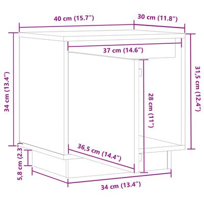 Bedside Cabinet 40x30x40 cm Solid Wood Pine