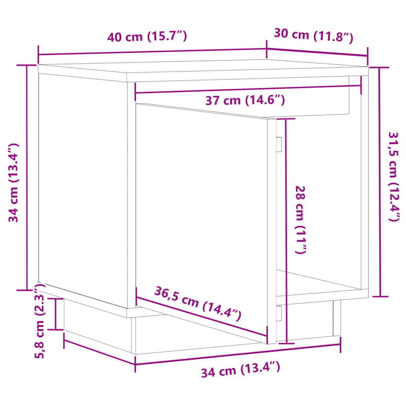 Bedside Cabinet White 40x30x40 cm Solid Wood Pine