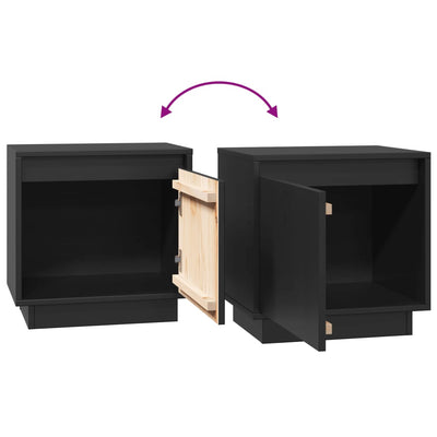 Bedside Cabinets 2 pcs Black 40x30x40 cm Solid Wood Pine