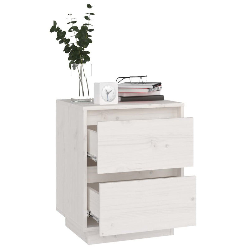 Bedside Cabinets 2 pcs White 40x35x50 cm Solid Wood Pine