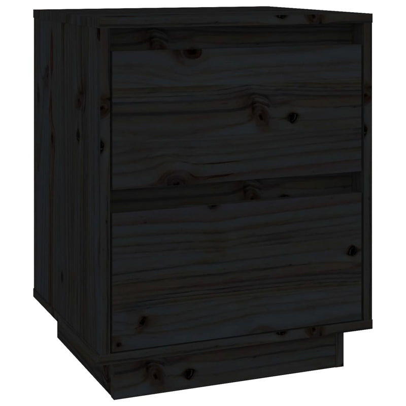 Bedside Cabinet Black 40x35x50 cm Solid Wood Pine