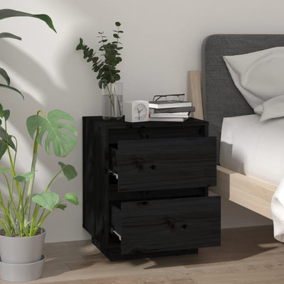 Bedside Cabinet Black 40x35x50 cm Solid Wood Pine