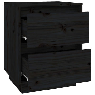 Bedside Cabinet Black 40x35x50 cm Solid Wood Pine