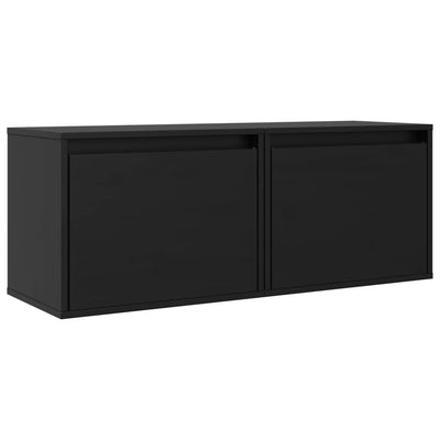 Wall Cabinets 2 pcs Black 45x30x35 cm Solid Wood Pine