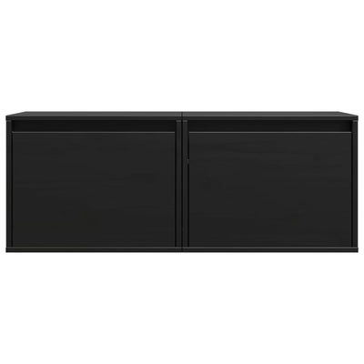 Wall Cabinets 2 pcs Black 45x30x35 cm Solid Wood Pine