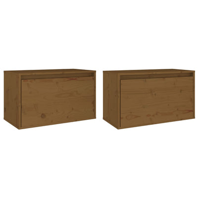 Wall Cabinets 2 pcs Honey Brown 60x30x35 cm Solid Wood Pine