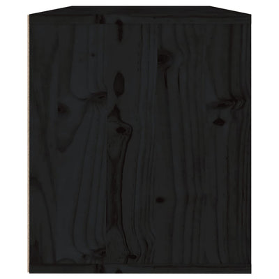 Wall Cabinet Black 60x30x35 cm Solid Wood Pine