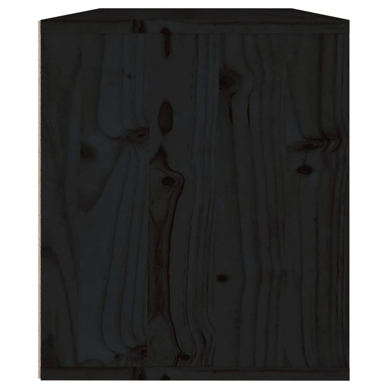 Wall Cabinet Black 60x30x35 cm Solid Wood Pine