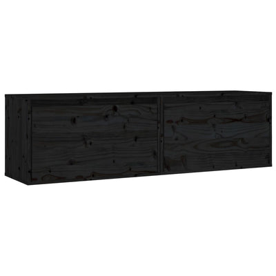 Wall Cabinets 2 pcs Black 60x30x35 cm Solid Wood Pine