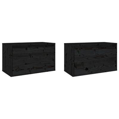 Wall Cabinets 2 pcs Black 60x30x35 cm Solid Wood Pine