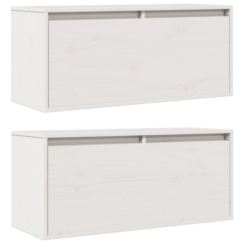 Wall Cabinets 2 pcs White 80x30x35 cm Solid Wood Pine