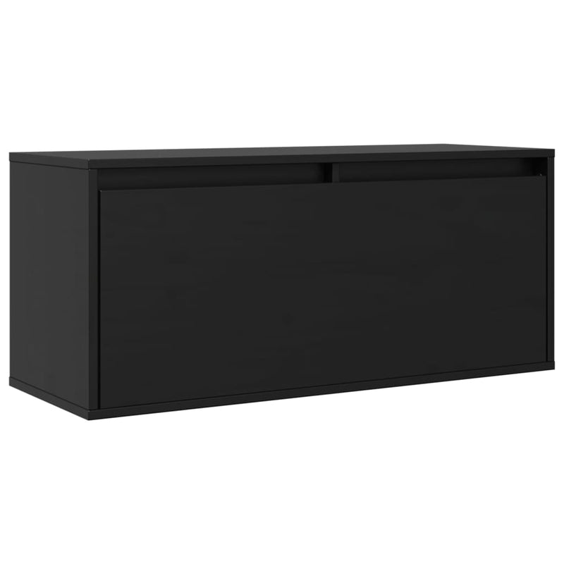 Wall Cabinet Black 80x30x35 cm Solid Wood Pine