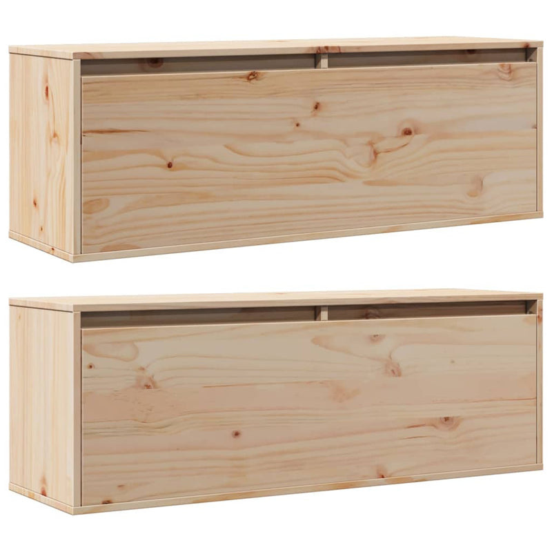 Wall Cabinets 2pcs 100x30x35 cm Solid Wood Pine