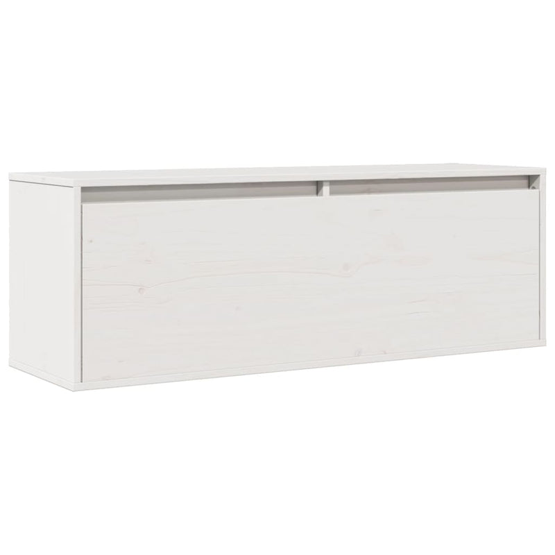 Wall Cabinet White 100x30x35 cm Solid Wood Pine