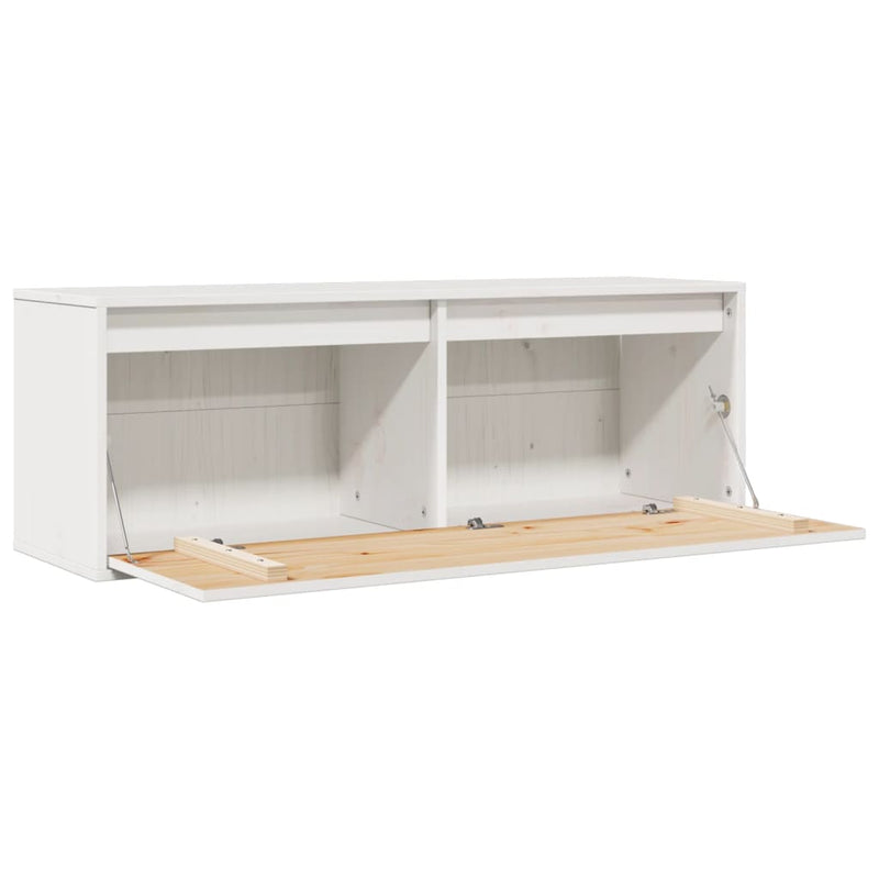 Wall Cabinet White 100x30x35 cm Solid Wood Pine