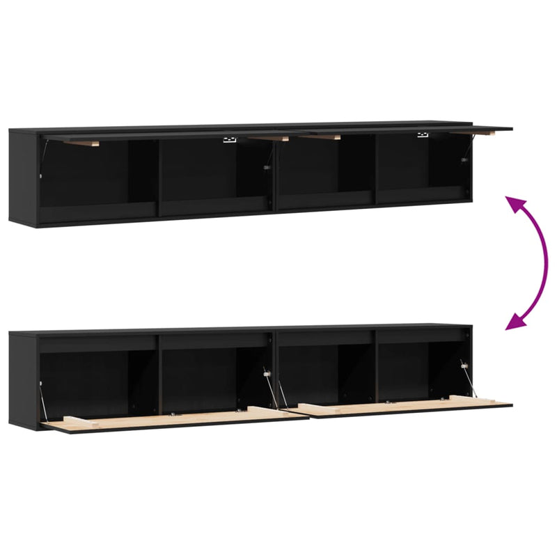 Wall Cabinets 2pcs Black 100x30x35 cm Solid Wood Pine