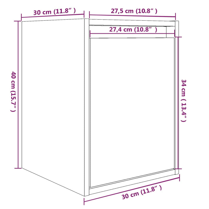 Wall Cabinet 30x30x40 cm Solid Wood Pine