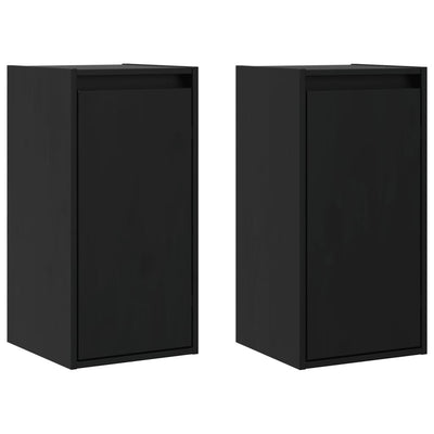 Wall Cabinets 2 pcs Black 30x30x60 cm Solid Wood Pine