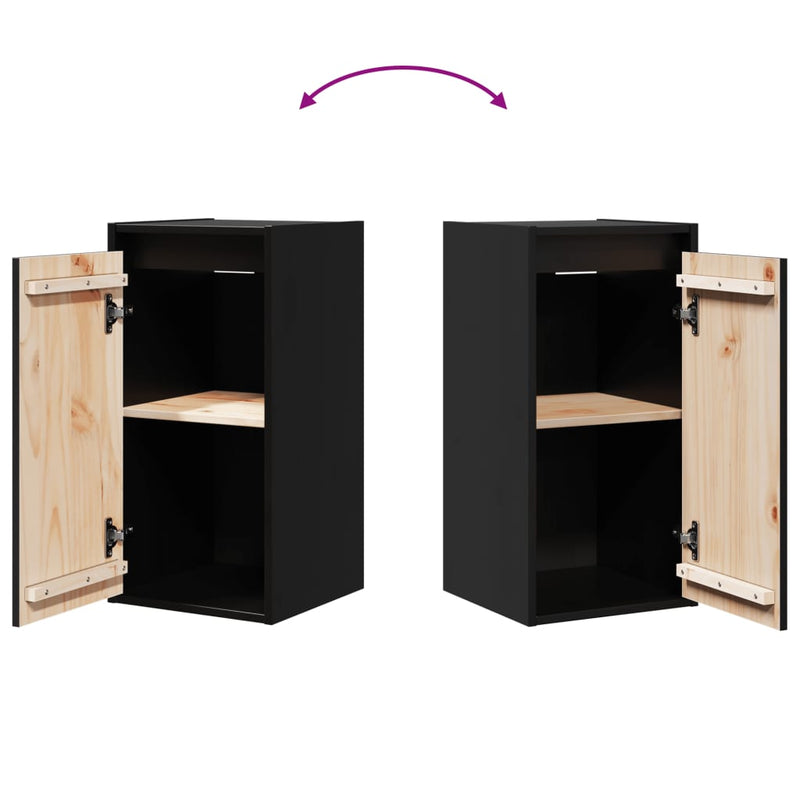 Wall Cabinets 2 pcs Black 30x30x60 cm Solid Wood Pine