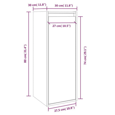 Wall Cabinet 30x30x80 cm Solid Wood Pine