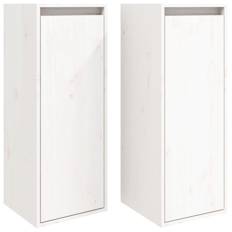 Wall Cabinets 2 pcs White 30x30x80 cm Solid Wood Pine