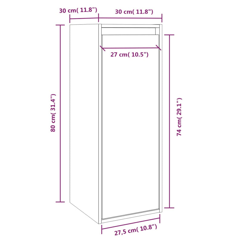 Wall Cabinet Honey Brown 30x30x80 cm Solid Wood Pine