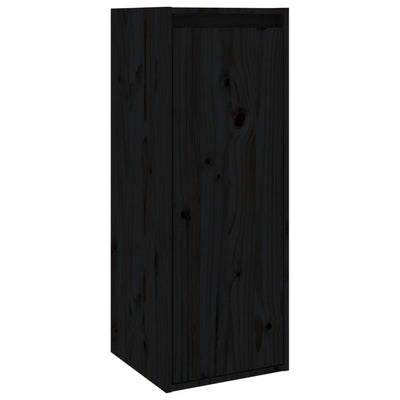 Wall Cabinet Black 30x30x80 cm Solid Wood Pine