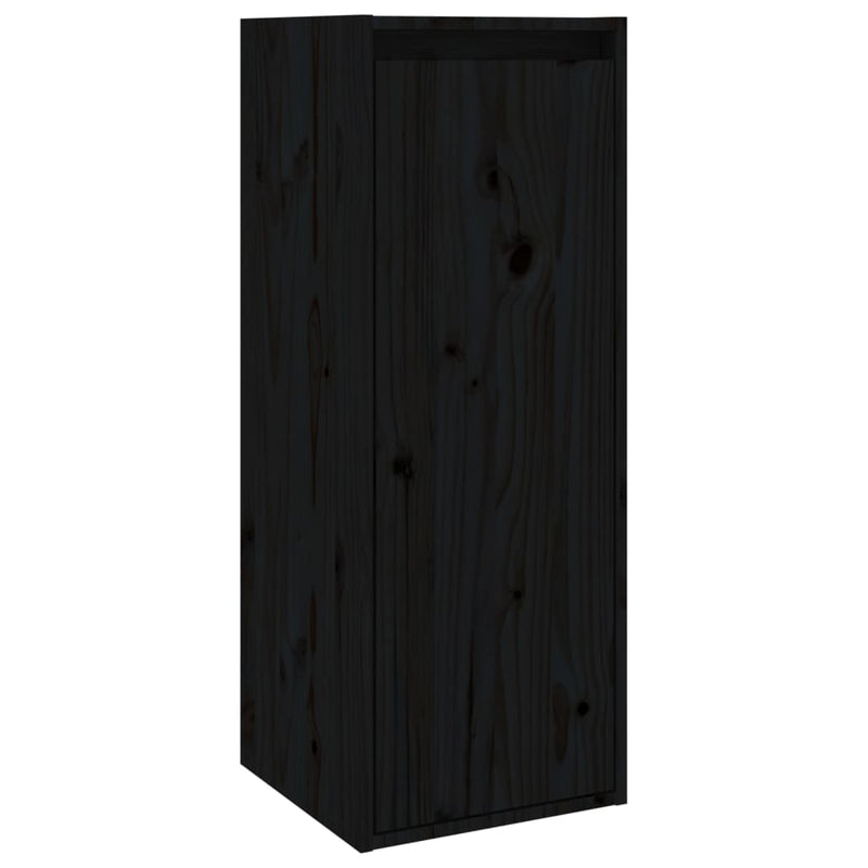 Wall Cabinet Black 30x30x80 cm Solid Wood Pine