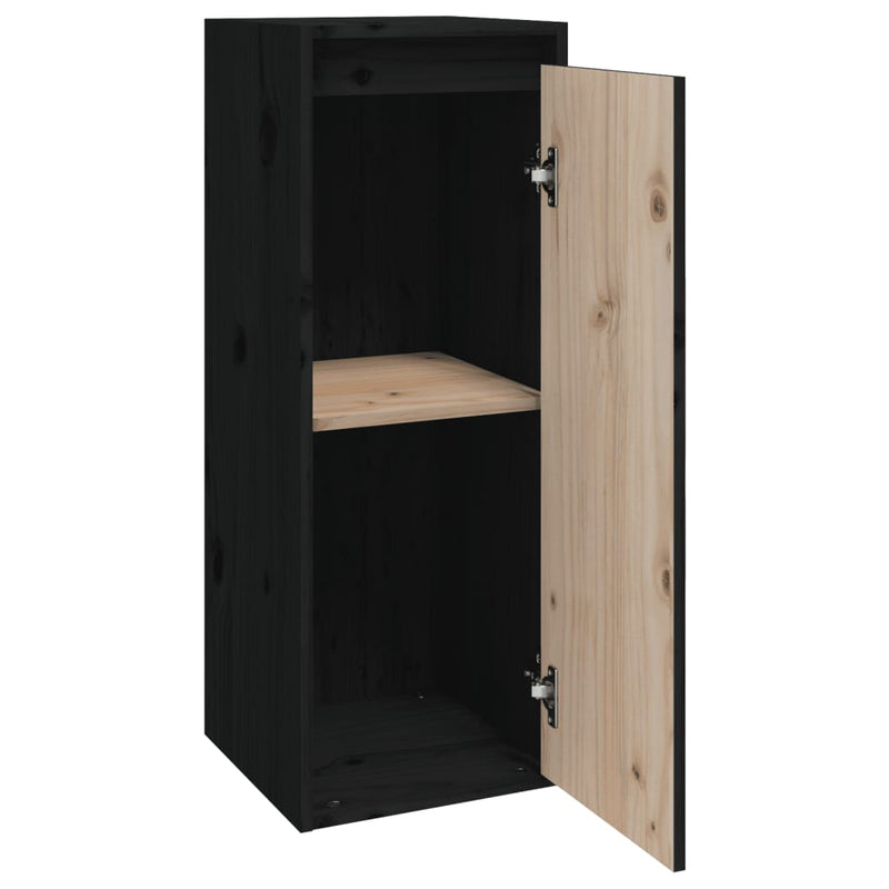 Wall Cabinet Black 30x30x80 cm Solid Wood Pine