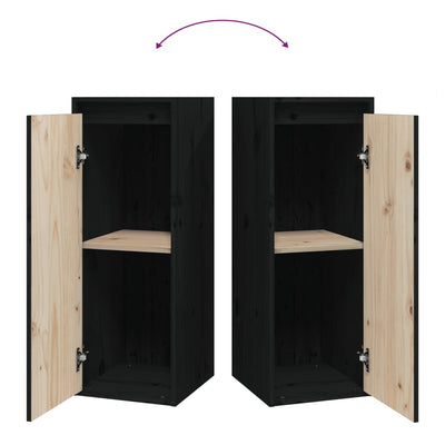 Wall Cabinet Black 30x30x80 cm Solid Wood Pine