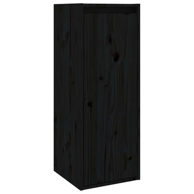 Wall Cabinets 2 pcs Black 30x30x80 cm Solid Wood Pine