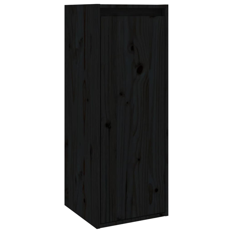 Wall Cabinets 2 pcs Black 30x30x80 cm Solid Wood Pine