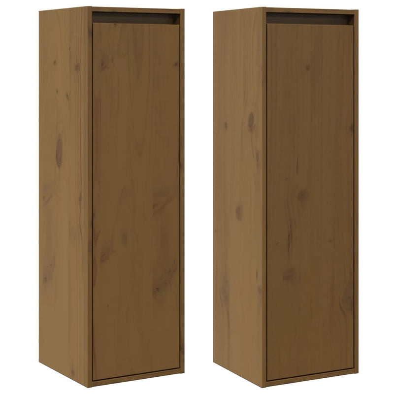 Wall Cabinets 2 pcs Honey Brown 30x30x100 cm Solid Wood Pine