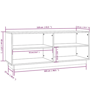 Shoe Cabinet 110x34x45 cm Solid Wood Pine