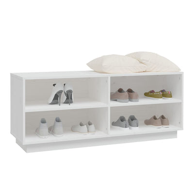 Shoe Cabinet White 110x34x45 cm Solid Wood Pine