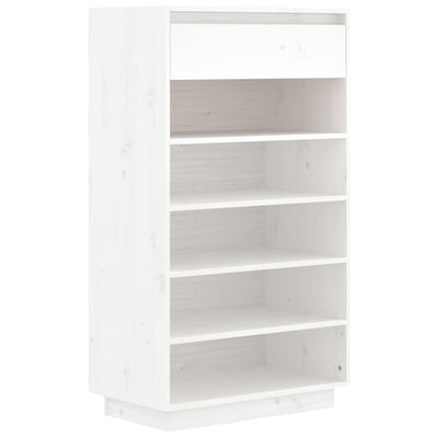 Shoe Cabinet White 60x34x105 cm Solid Wood Pine