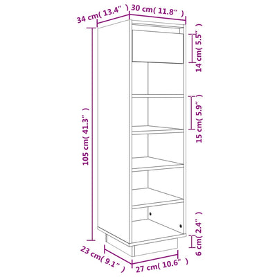 Shoe Cabinet Honey Brown 30x34x105 cm Solid Wood Pine