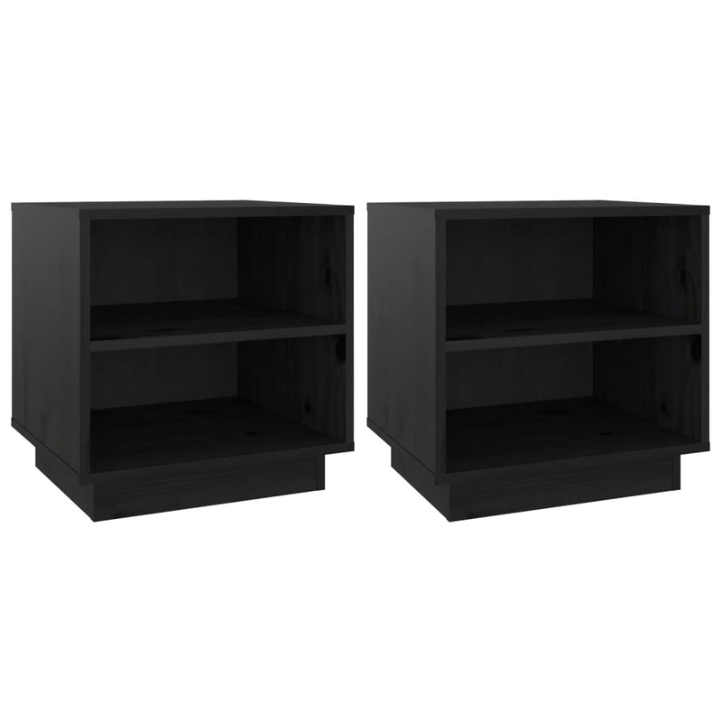 Bedside Cabinets 2 pcs Black 40x34x40 cm Solid Wood Pine