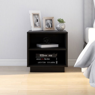 Bedside Cabinets 2 pcs Black 40x34x40 cm Solid Wood Pine