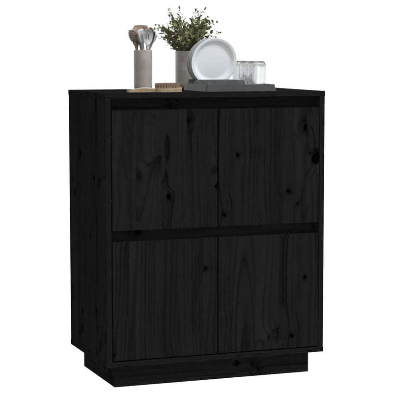 Sideboard Black 60x34x75 cm Solid Wood Pine