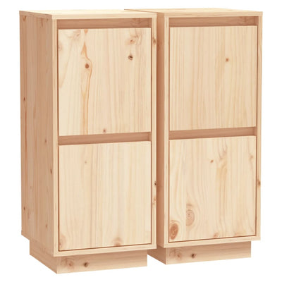 Sideboards 2 pcs 31.5x34x75 cm Solid Wood Pine