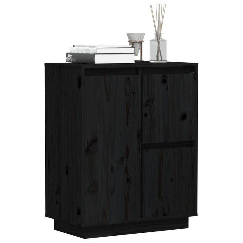 Sideboard Black 60x34x75 cm Solid Wood Pine