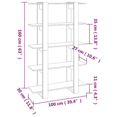 Book Cabinet/Room Divider White 100x30x160 cm