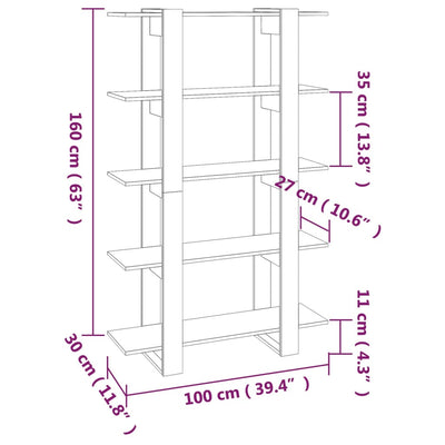 Book Cabinet/Room Divider Concrete Grey 100x30x160 cm