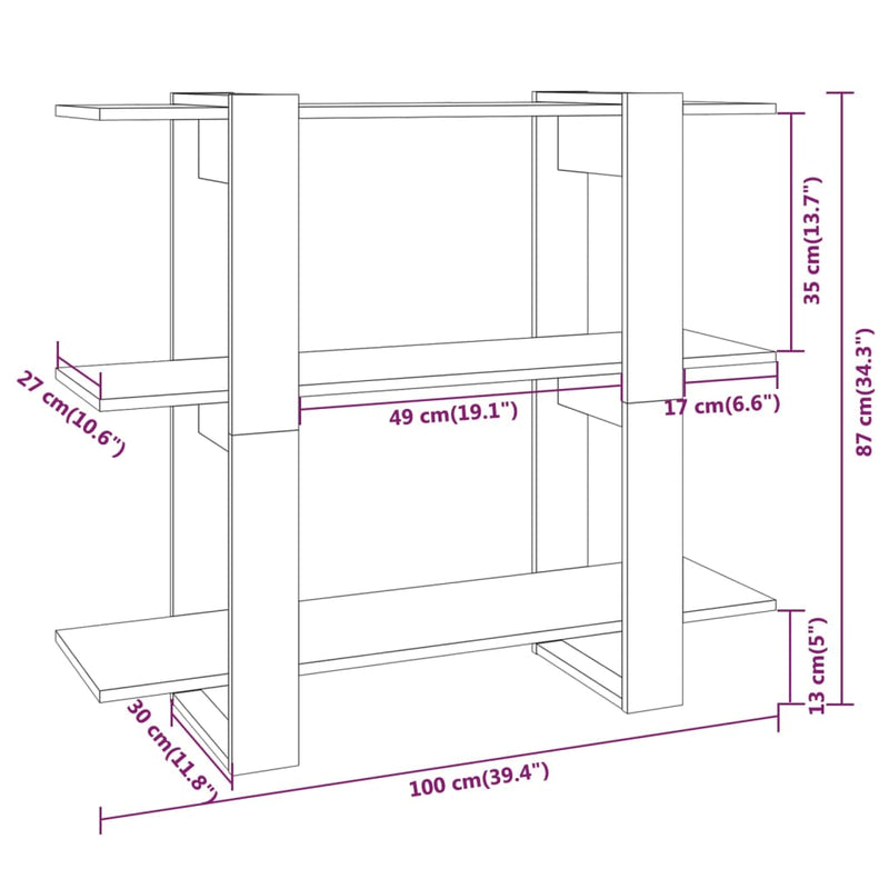 Book Cabinet/Room Divider Black 100x30x87 cm