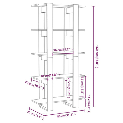 Book Cabinet/Room Divider Sonoma Oak 80x30x160 cm Engineered Wood