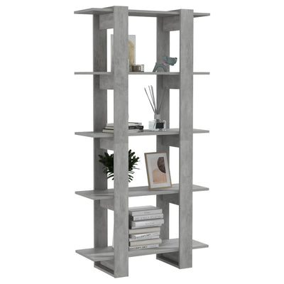 Book Cabinet/Room Divider Concrete Grey 80x30x160 cm Engineered Wood