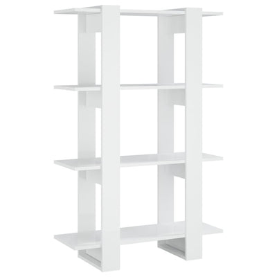 Book Cabinet/Room Divider High Gloss White 80x30x123.5 cm