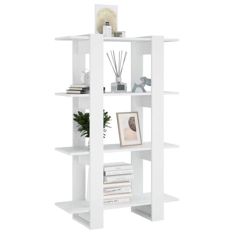 Book Cabinet/Room Divider High Gloss White 80x30x123.5 cm