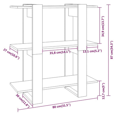 Book Cabinet/Room Divider White 80x30x87 cm